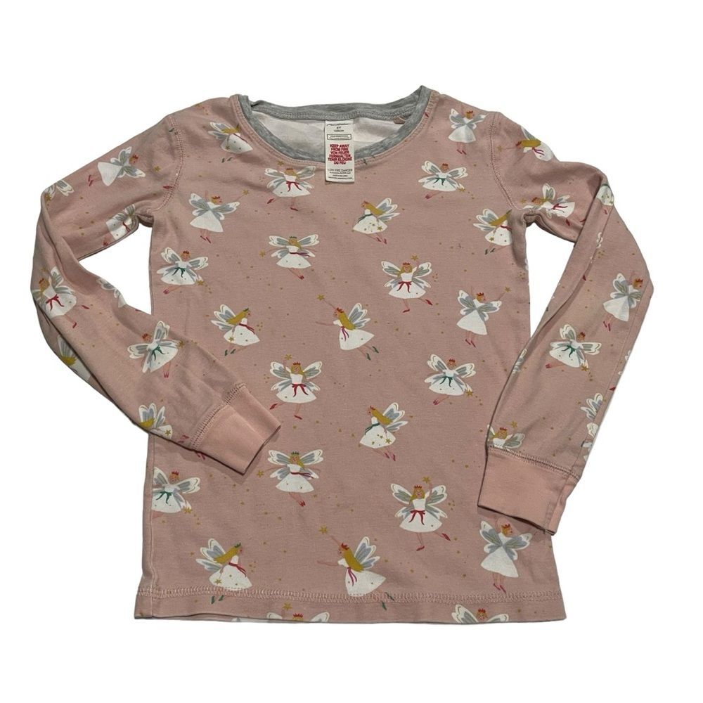Mini Boden Pink Fairy Novelty Print Long Sleeve Pajama Top